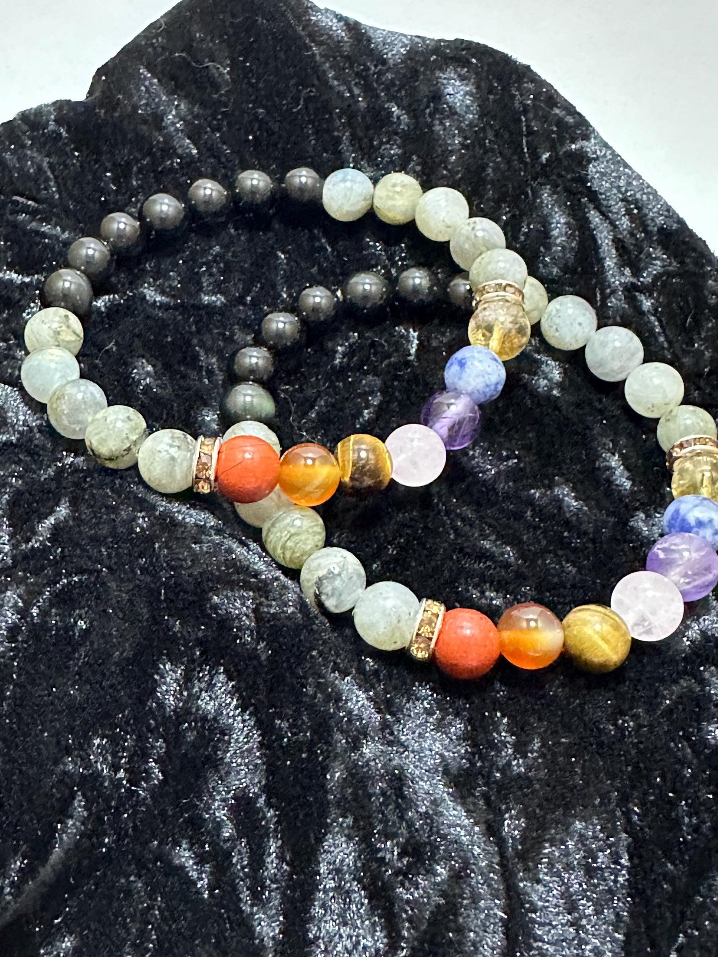 Balanced Being Chakra Bracelet - Obsidian & Labradorite