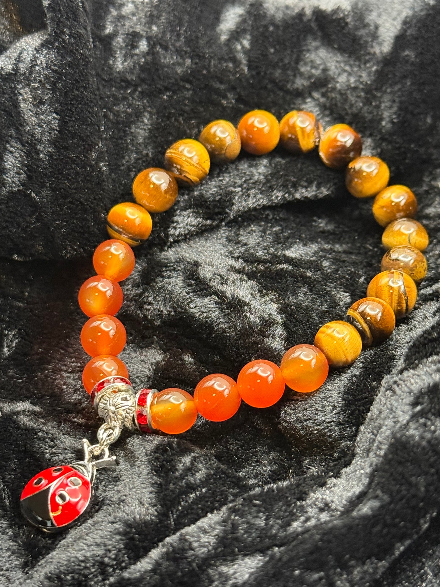 Creative Spark Bracelet - Carnelian, Tigers Eye & Ladybug Charm
