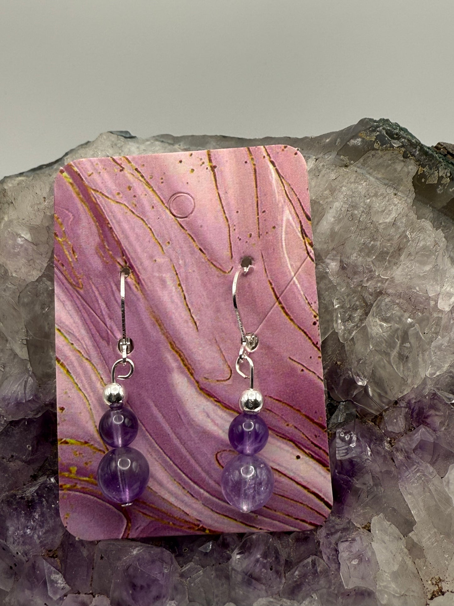 Tranquil Clarity Earrings – Amethyst on Sterling Silver Shepherd's Hooks