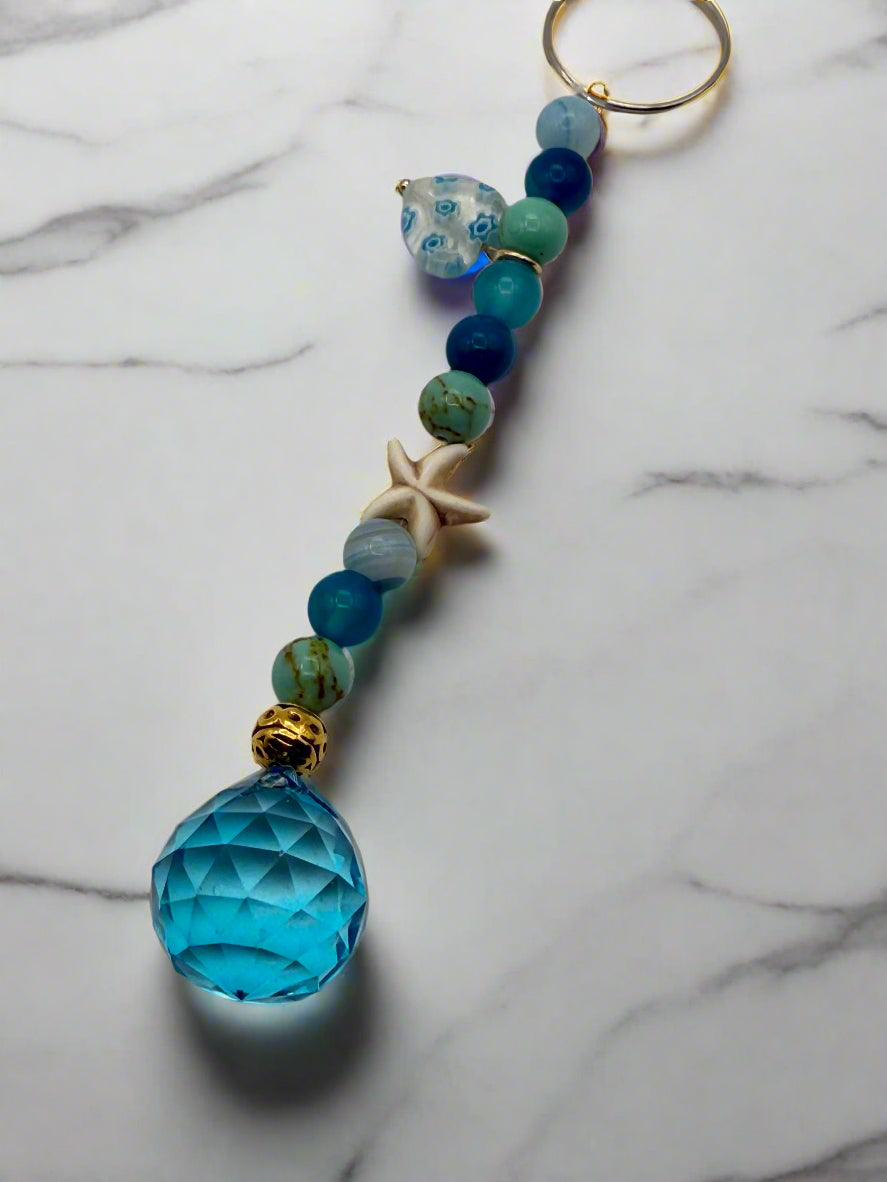 Ocean Serenity Suncatcher - Magnesite & Crackle Agate