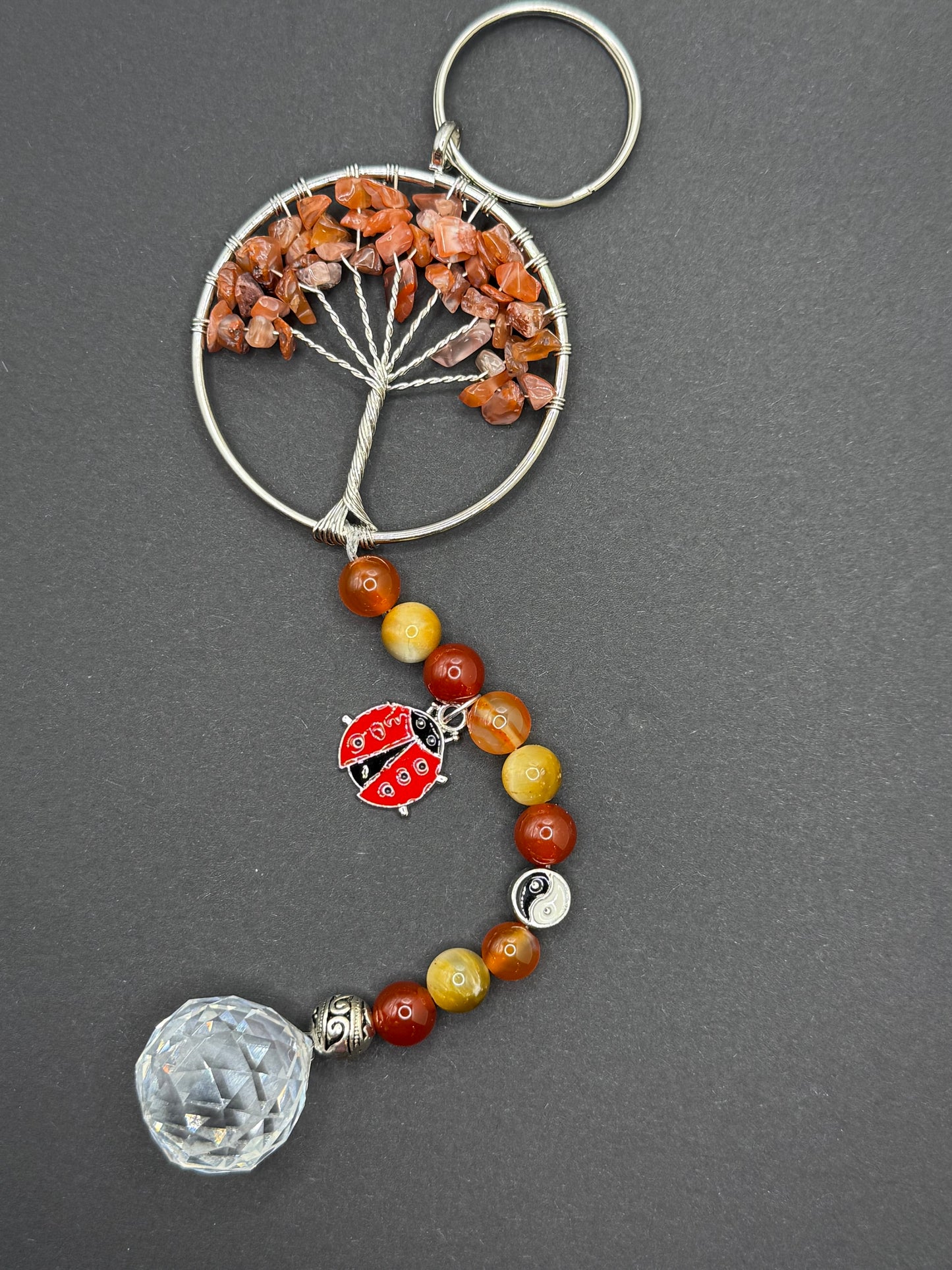 Carnelian Tree of Life Suncatcher - With Tiger's Eye and Carnelian accents