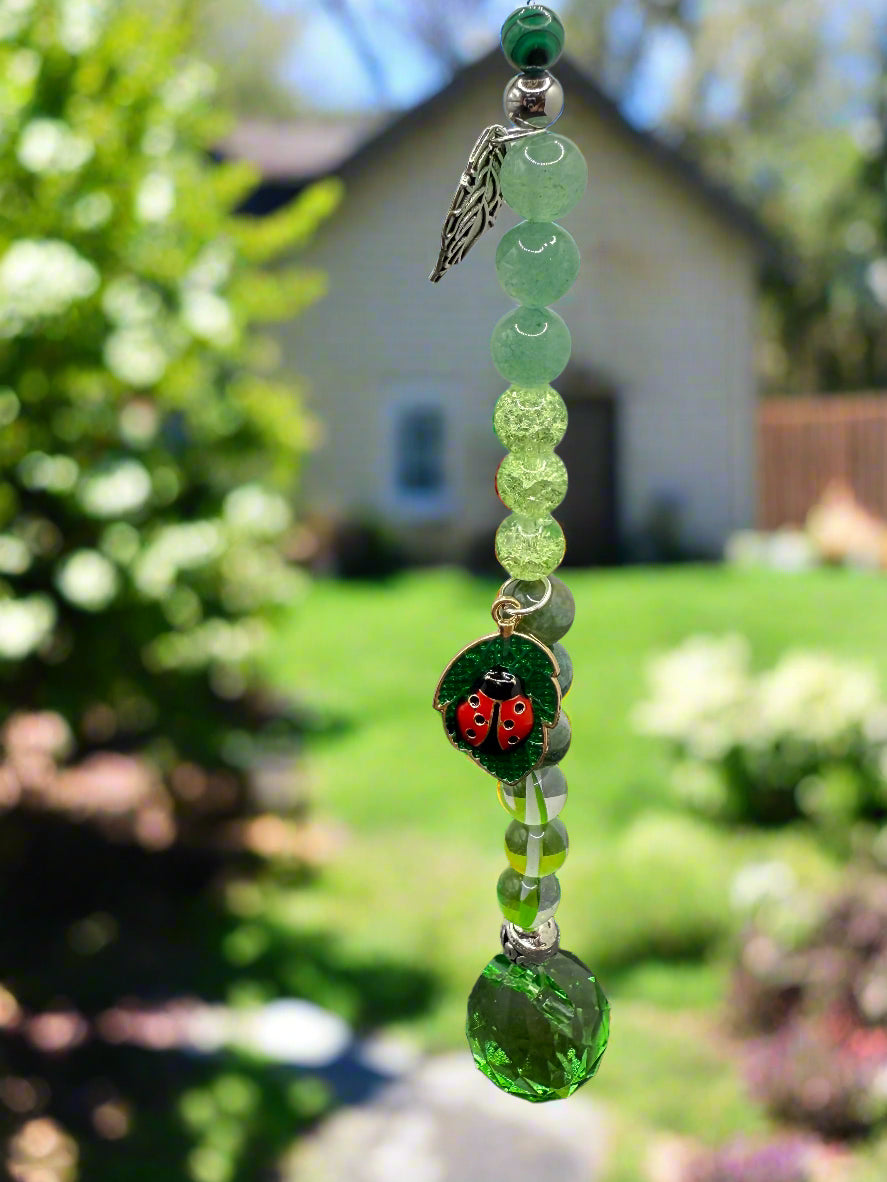 Garden Whimsy - Aventurine& Moss Agate Suncatcher