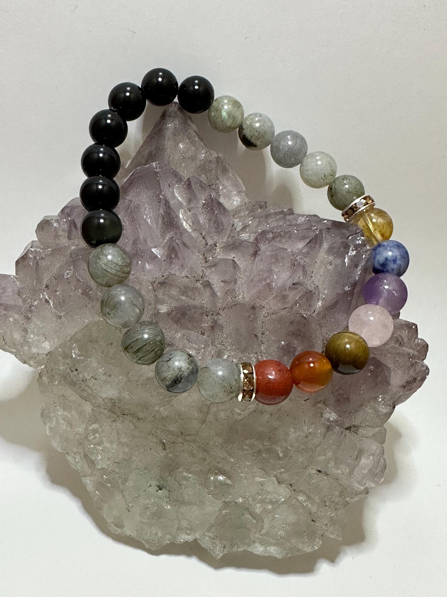 Balanced Being Chakra Bracelet - Obsidian & Labradorite