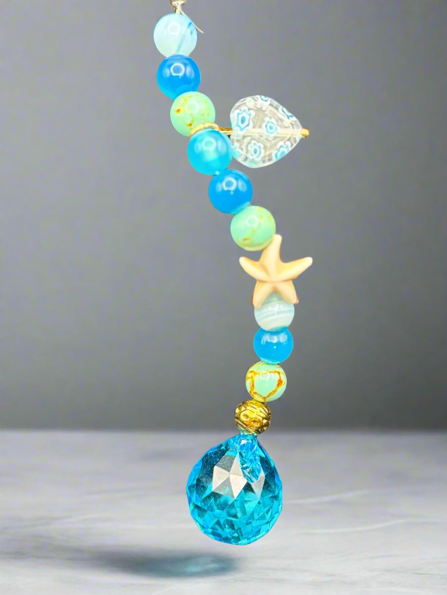 Ocean Serenity Suncatcher - Magnesite & Crackle Agate