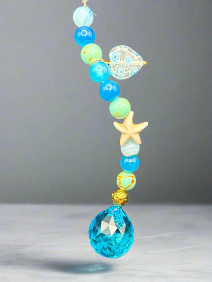 Ocean Serenity Suncatcher - Magnesite & Crackle Agate