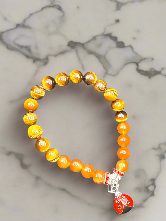 Creative Spark Bracelet - Carnelian, Tigers Eye & Ladybug Charm