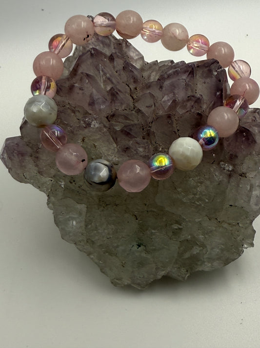 Gentle Loving Stones Bracelet - Rose Quartz and Orca Quartz
