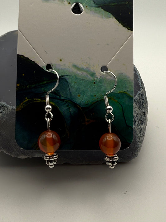 Ignite Earrings – Carnelian on Sterling Silver Shepherd Hooks