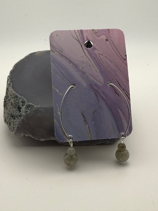 Mystic Shield Earrings – Labradorite on Crescent Hooks