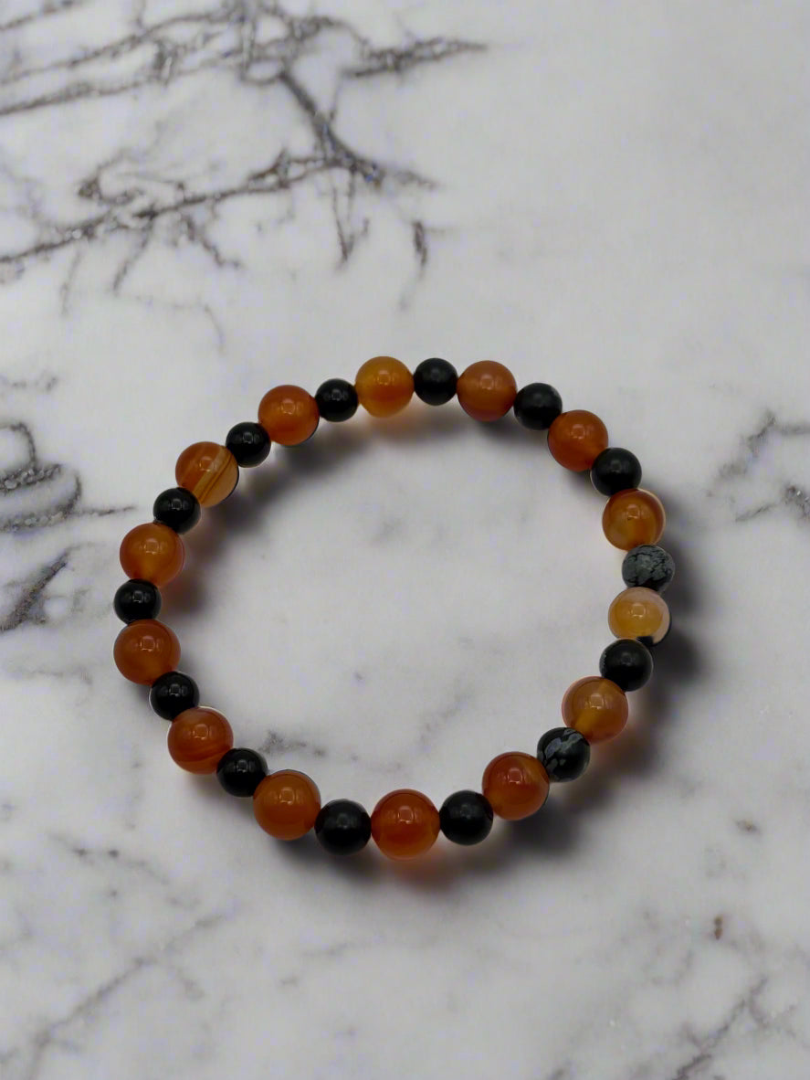 Empowered Balance Bracelet – Carnelian & Obsidian