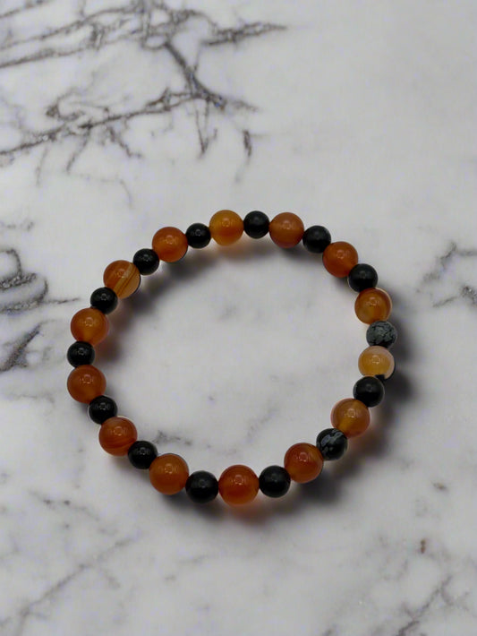 Empowered Balance Bracelet – Carnelian & Obsidian