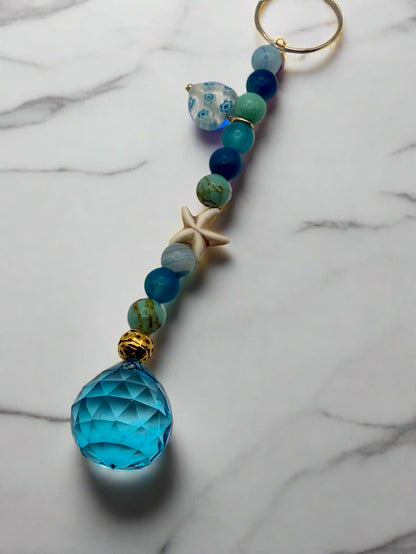 Ocean Serenity Suncatcher - Magnesite & Crackle Agate