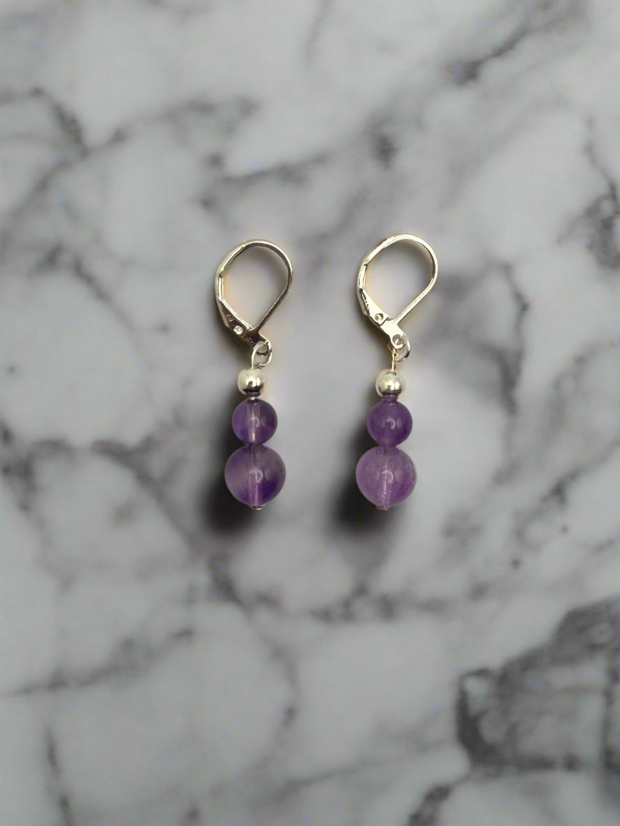 Tranquil Clarity Earrings – Amethyst on Sterling Silver Shepherd Hooks