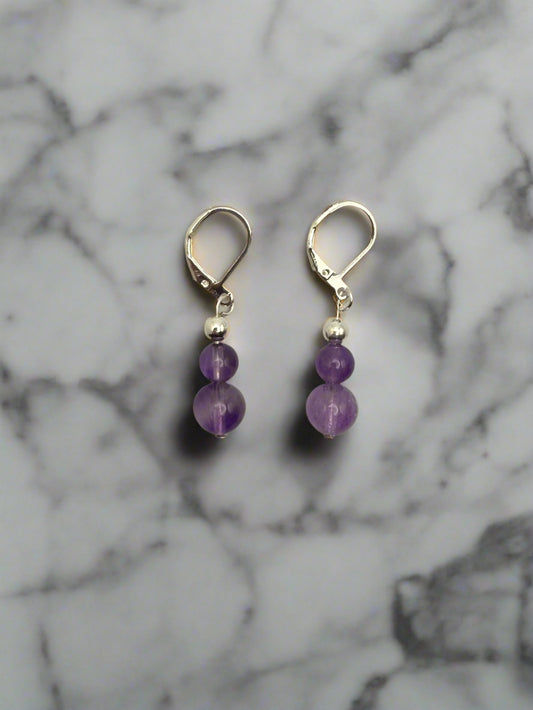Tranquil Clarity Earrings – Amethyst on Sterling Silver Shepherd Hooks