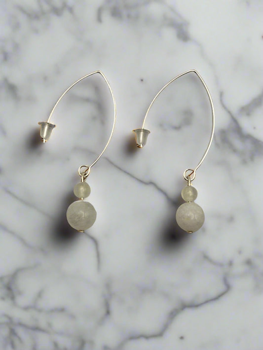 Feminine Light Earrings – Moonstone & Selenite on Open Wire Hooks