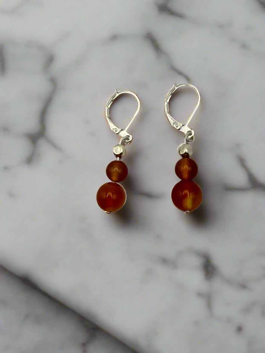 Ignite Earrings – Carnelian on Sterling Silver French Wire Hooks