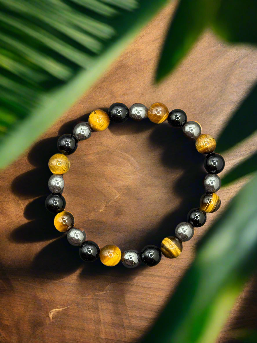 Guardian Trinity Triple Protection Bracelet - Tiger's Eye, Obsidian & Hematite