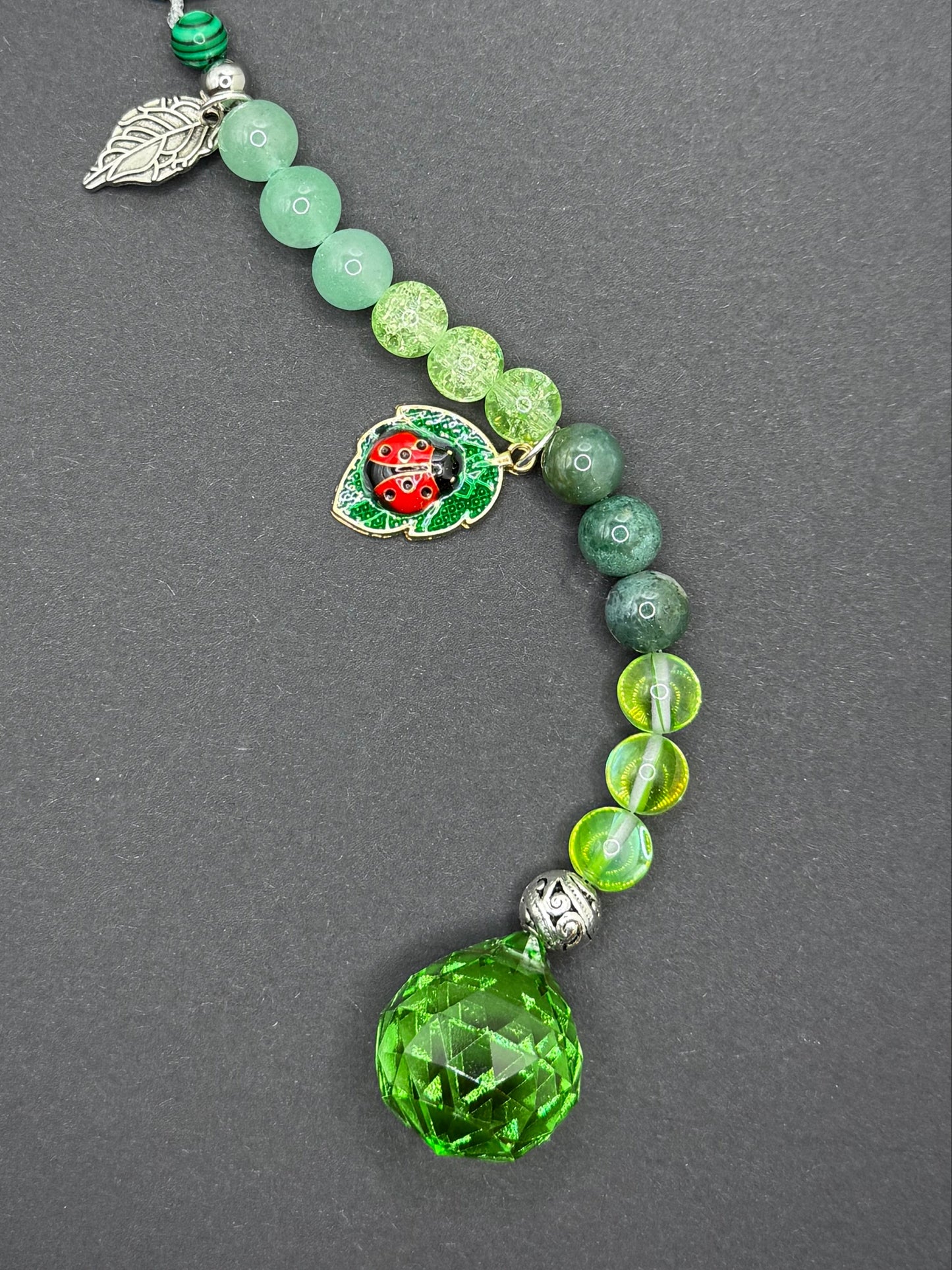 Garden Whimsy - Aventurine& Moss Agate Suncatcher