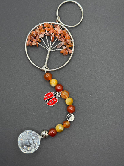 Carnelian Tree of Life Suncatcher - With Tiger's Eye and Carnelian accents